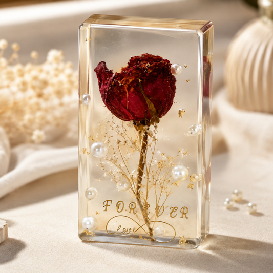 Preserved Rose in Resin Block