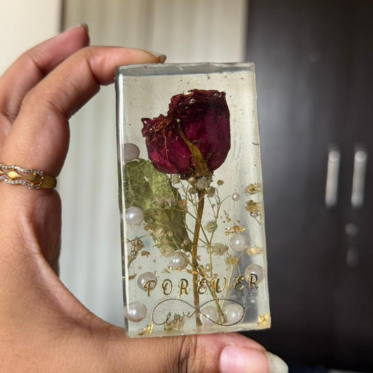 Preserved Rose in Resin Block